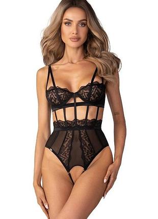 Hersis crotchess teddy obsessive черное эротическое боди с открытым доступом