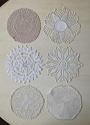 Вінтаж🤩👌 мереживні серветки, 21-23см. ручної роботи😍👍🤍