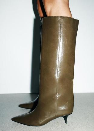 Сапоги на каблуке китен хил zara