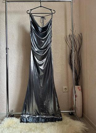 Shein 12 р довга срібляста сукня