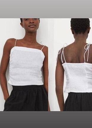 Женская короткая майка из льна от h&m размер xs топ