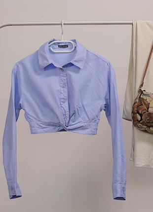 Коротка сорочка, голубого кольору від bershka