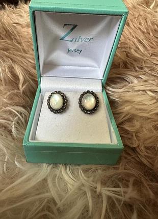 Срібні вінитажні овальні сережки