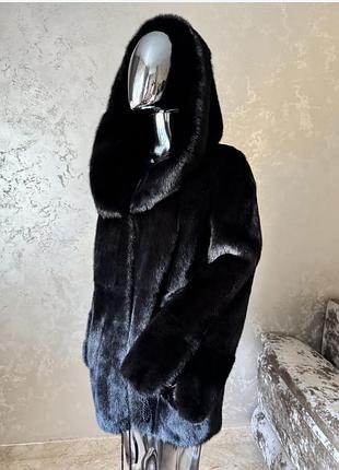 Норковая шуба с капюшоном