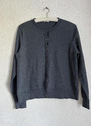 Вовняна сіра кофтинка кардиган на ґудзиках
