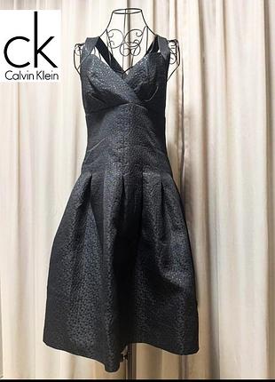 Calvin klein, жаккардовое платье в черный горошек