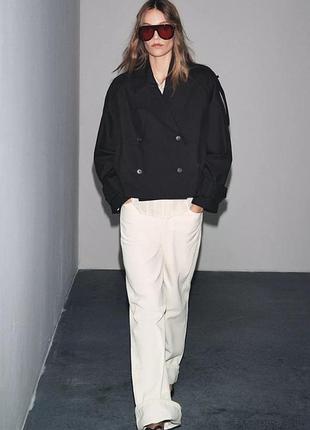 Вкорочений тренч жіночий чорний zara new