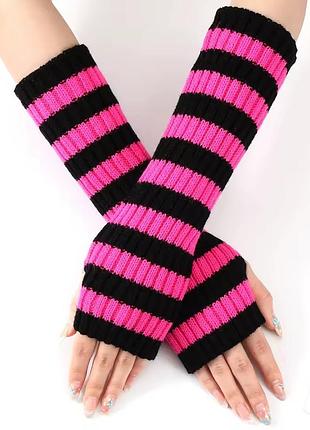 Мітенки рожево чорні рукавички