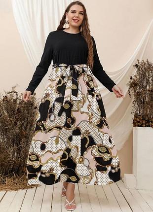 Платье длинное расклешенное с принтом абстракции от shein ❗без пояска