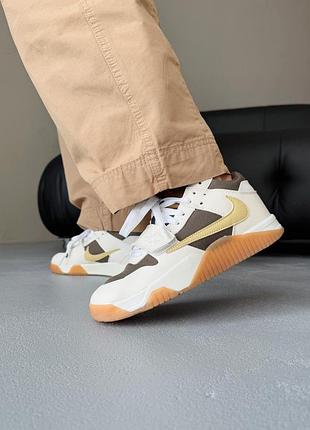 Кросівки nike air jordan x travis scott jumpman jack beige/brown (унісекс) чоловічі та жіночі розміри