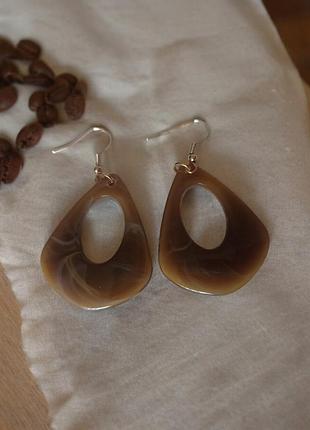 Серьги длинные мраморные