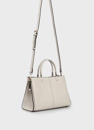 Respect жіноча біла (слонової кістки) шкіряна сумка, розмір 30x20x14 cm дві незнімні нерегульовані ручки: 12 см одна знімна регульована ручка: 50 см