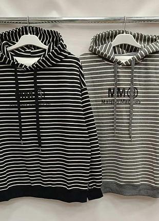 Женское худи в полоску с капюшоном и принтом