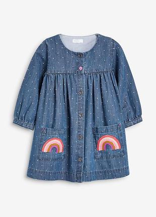 Неймовірна стильна джинсова сукня в горох на дівчинку 2/3р next
