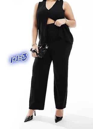 1+1=3** фирменные черные женские брюки штаны высокая посадка capsule, размер 54 - 56