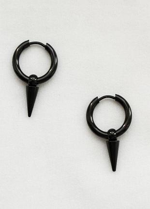 Чорні сережки конго з підвіскою шипа готичний гранж стиль унісекс підліткові y2k химерні базові
