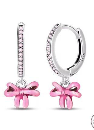 Прикраса сережки pandora 925 стильні вишукані бантики дуже гарна прикраса