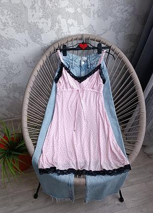 Ночнушка рубашка ночная женская розовая в сердечки censored.