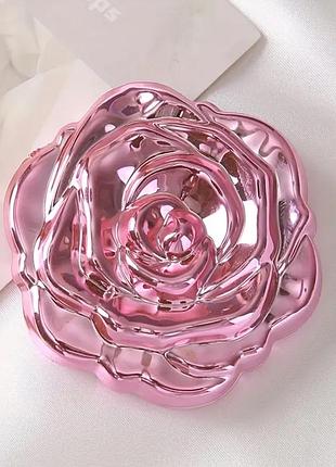 Витончене рожеве кишенькове дзеркальце у формі троянди