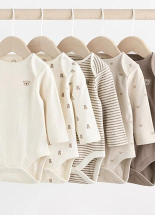 Боди в рубчик с мишками на длинный рукав 62 68 74 80 86