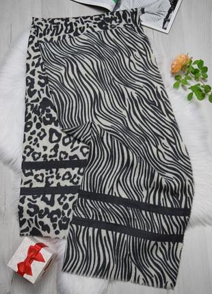 Шарф шарфик серый в животный принт