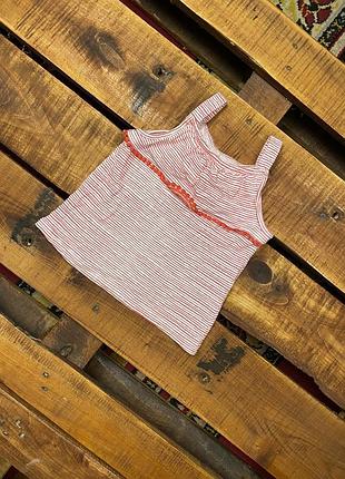 Детская полосатая хлопковая майка с оборками george (джордж 2-3 года 92-98 см идеал оригинал красно-белая)
