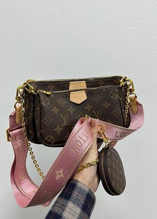 Сумка multi louis pochette brown/vuitton pink