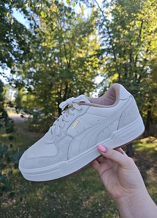 Новые супер комфортные кроссовки айвори + беж puma, качественные кожа-замш, р43(28см), 44(28,5см). стелька комфорт кроссовки