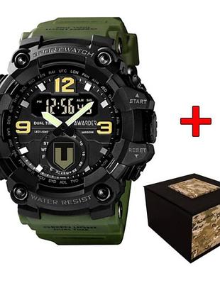 Чоловічий тактичний годинник awarder 004 тро army green-black 1202-0152
