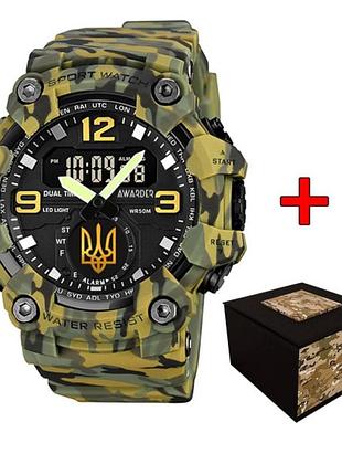 Тактичний годинник awarder 003 тризуб золото army green 1202-0096