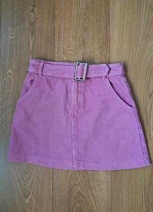 Розовая вельветовая юбка для девочки