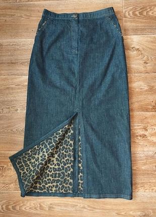 Юбка джинсовая, принт лео