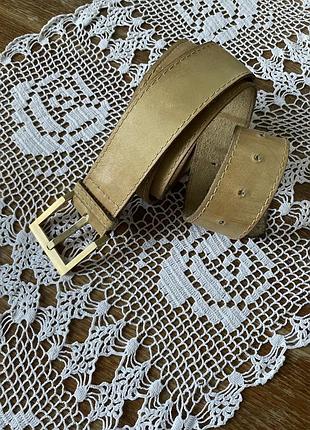 Шкіряний пояс бежевий натуральна шкіра кожаный ремень франция