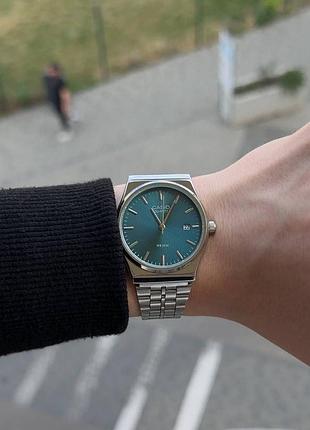 Годинник чоловічий casio оригінал | сріблястий корпус, синій циферблат