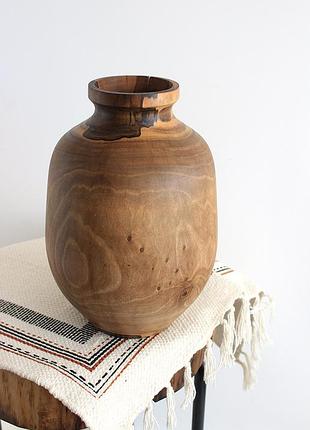 Ваза из ореха для сухоцветов, диаметр 21 см, высота 30 см (1373)