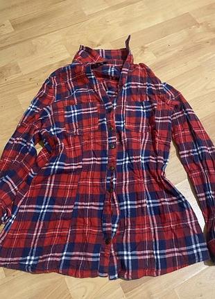 Рубашка школьная длинная в клетку y2k