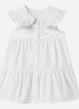 Котонова білосніжна сукня з воротом прошва, 18-24 місяці