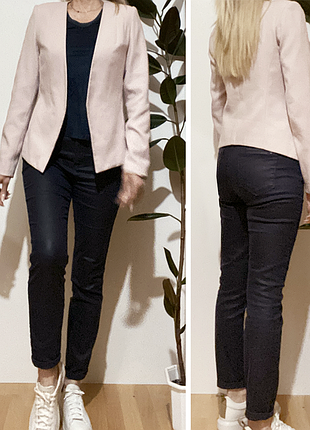 Eur 40 пудровий піджак жакет кардиган жіночий короткий демісезонний кардиган