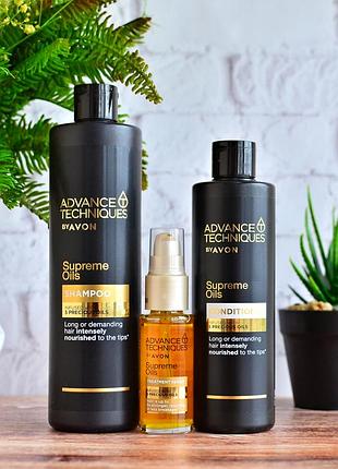 Набір для волосся з комплексом  nutri 5 "дорогоцінні олії" advance techniques by avon з 3-х продуктів