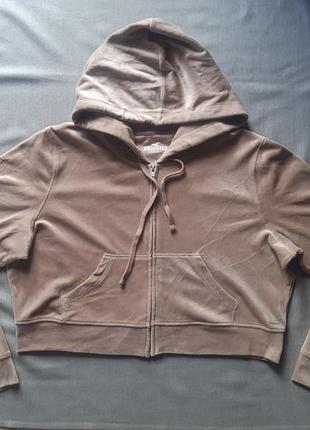 Укороченный зипхуди кофта велюр 100113