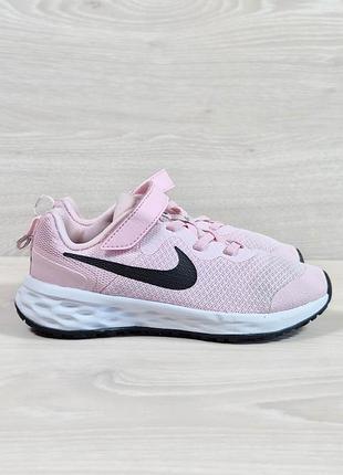 Детские спортивные кроссовки сетка на липучке для девочки nike revolution 6 оригинал, размер 31.5