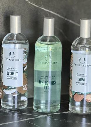 Спрей для тіла the body shop, кокос, білий мускус та олією ші
