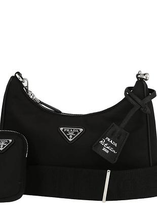 Чорна нейлонова сумка оригінал сумка через плече prada re-edition 2005 original чорна сумка