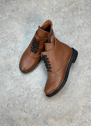 Шкіряні зручні стильні черевики руді терракотові коричневі