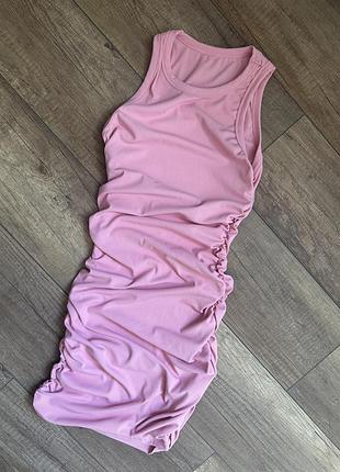 Сукня в рубчик рожева