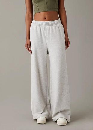 Сірі спортивні штани широкі штани на флісі штани трьохнитка спортивні палаццо
