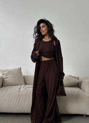 Костюм трійка майка штани оверсайз спорт кардиган довгий