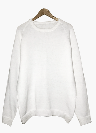 Білий в'язаний джемпер реглан, унісекс