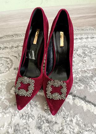 Праздничные бордовые туфли лодочки
