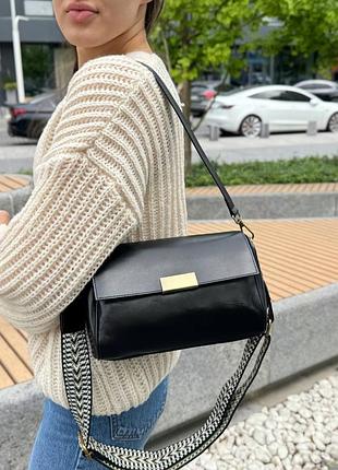 Накладной платеж ❤ кожаная натуральная сумка на плечо с 2 ремешками